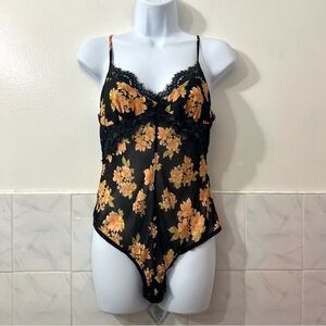 Free People Floral Lace Sleeveless Bodysuit S Babydoll Fairy Grunge Whimsigoth